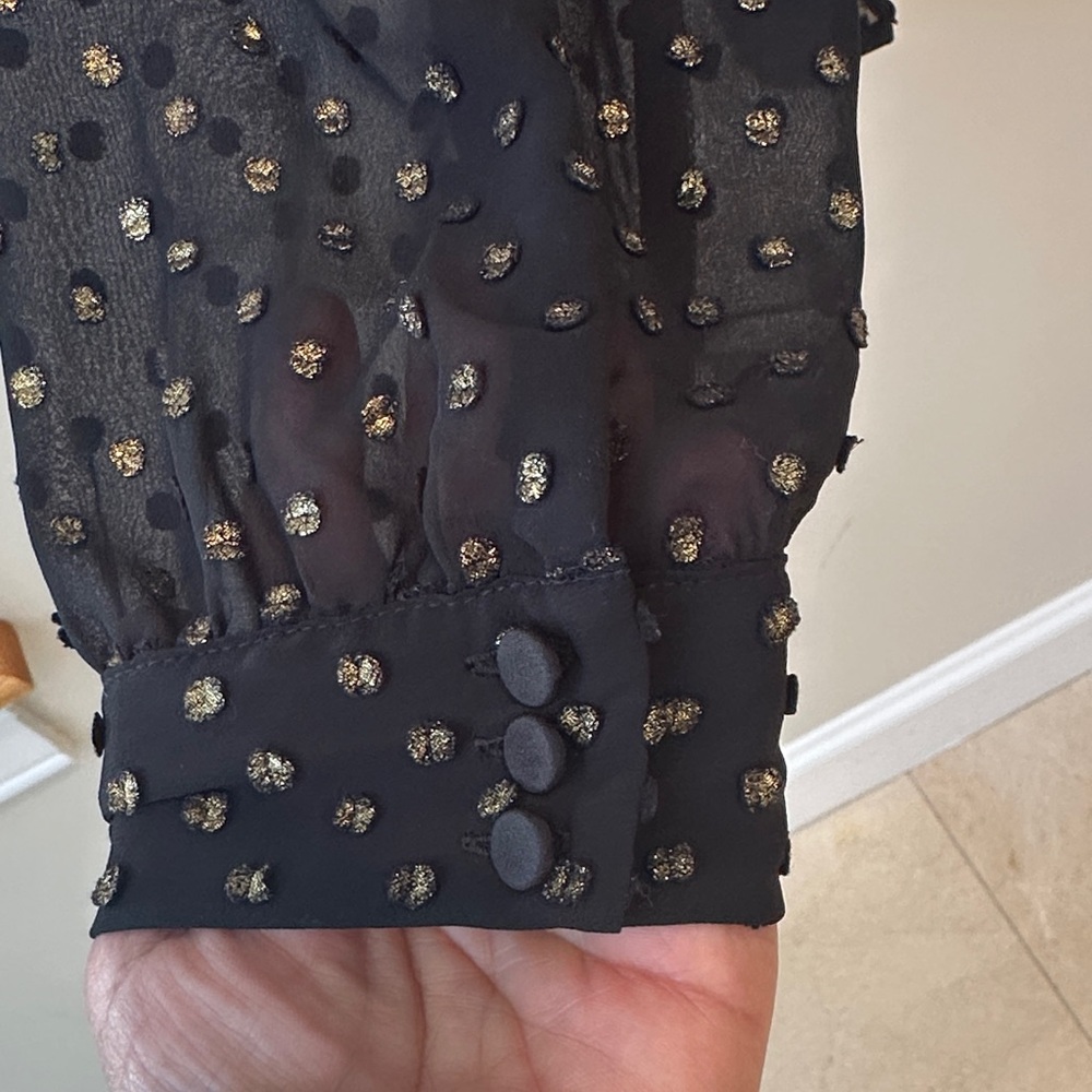 J. Crew Black Blouse with Gold Dots - Picture 4 of 6